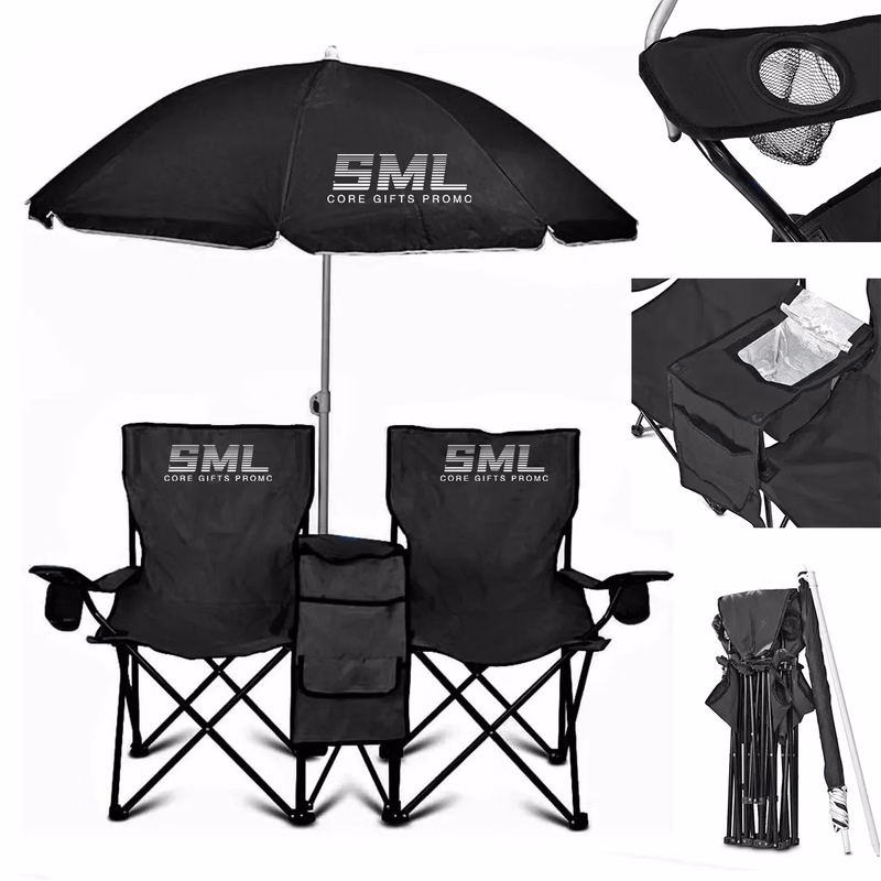 Folding Outdoor Double Chair with Removable Umbrella