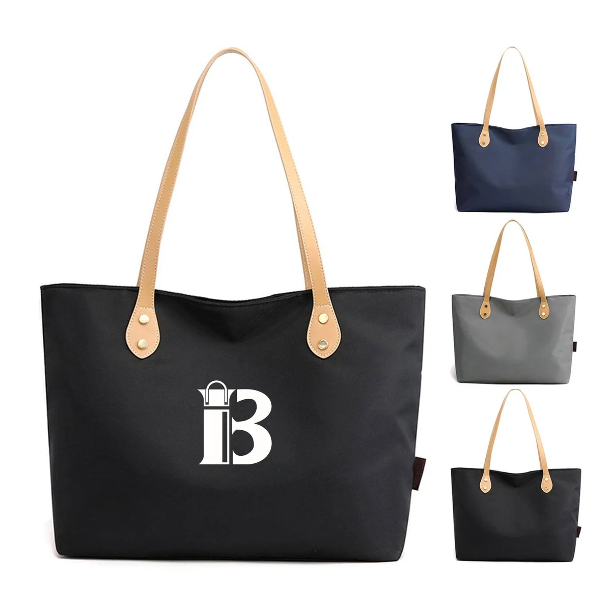 Nylon Tote Bag W/ Zip, custom tote bag with logo imprint 1