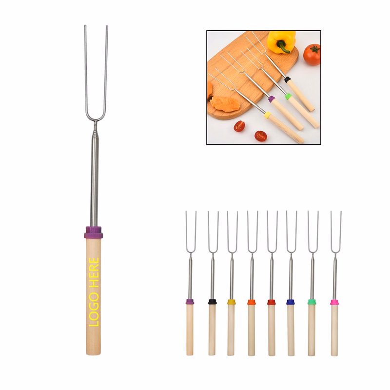 Telescopic Stainless Steel Roasting Fork For Barbecue