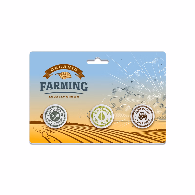 Three 1.25" Pin-Back Buttons on Backing Card