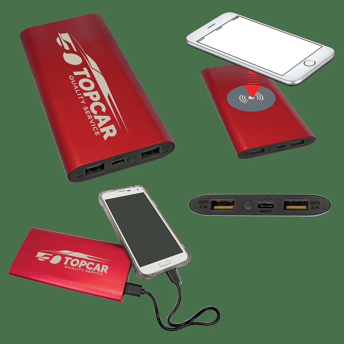 8000mAh Black Power Bank with Wireless Anodized Aluminum Charger 1