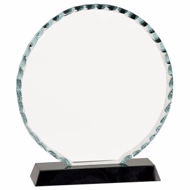 7 1/2" ROUND FACET GLASS ON BLACK BASE TOP