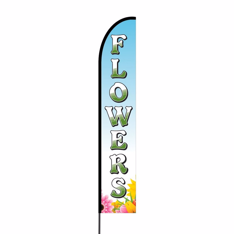 Flowers Flag Kit Hardware 15' Feet Feather Flag Sign Outdoor Banner