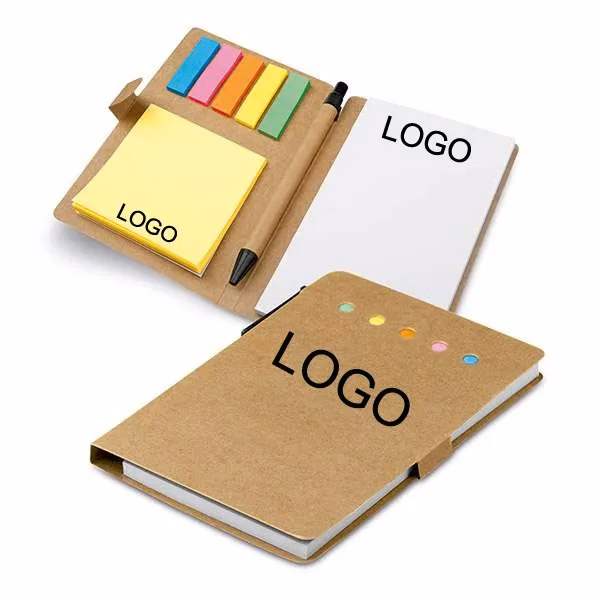Kraft Notepad with Sticky Notes and Pen