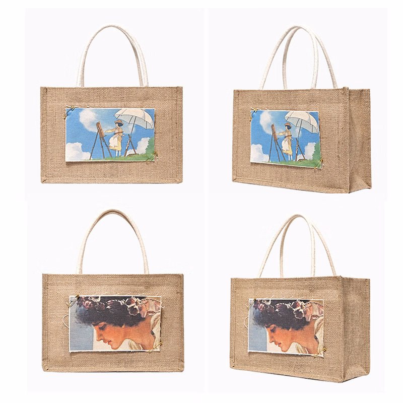 Grocery Jute Tote With Rope Handles
