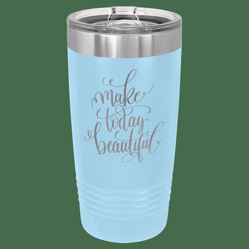 20 oz. Light Blue Laser Engraved Polar Camel Ringneck Tumblers w/Slider Lid