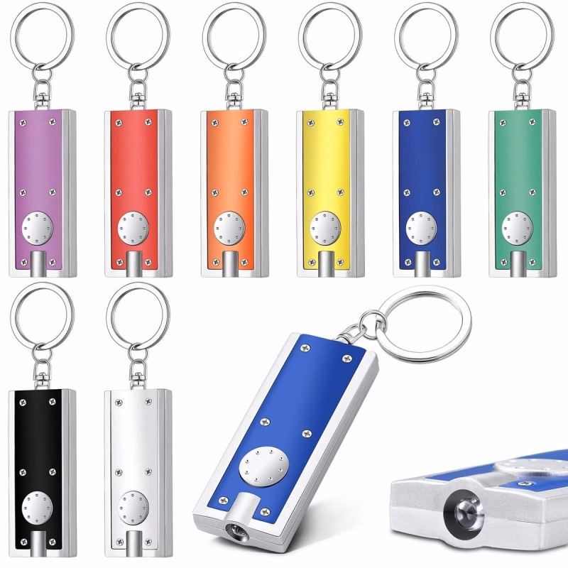 Slim Rectangular Flash Light With Key Chain