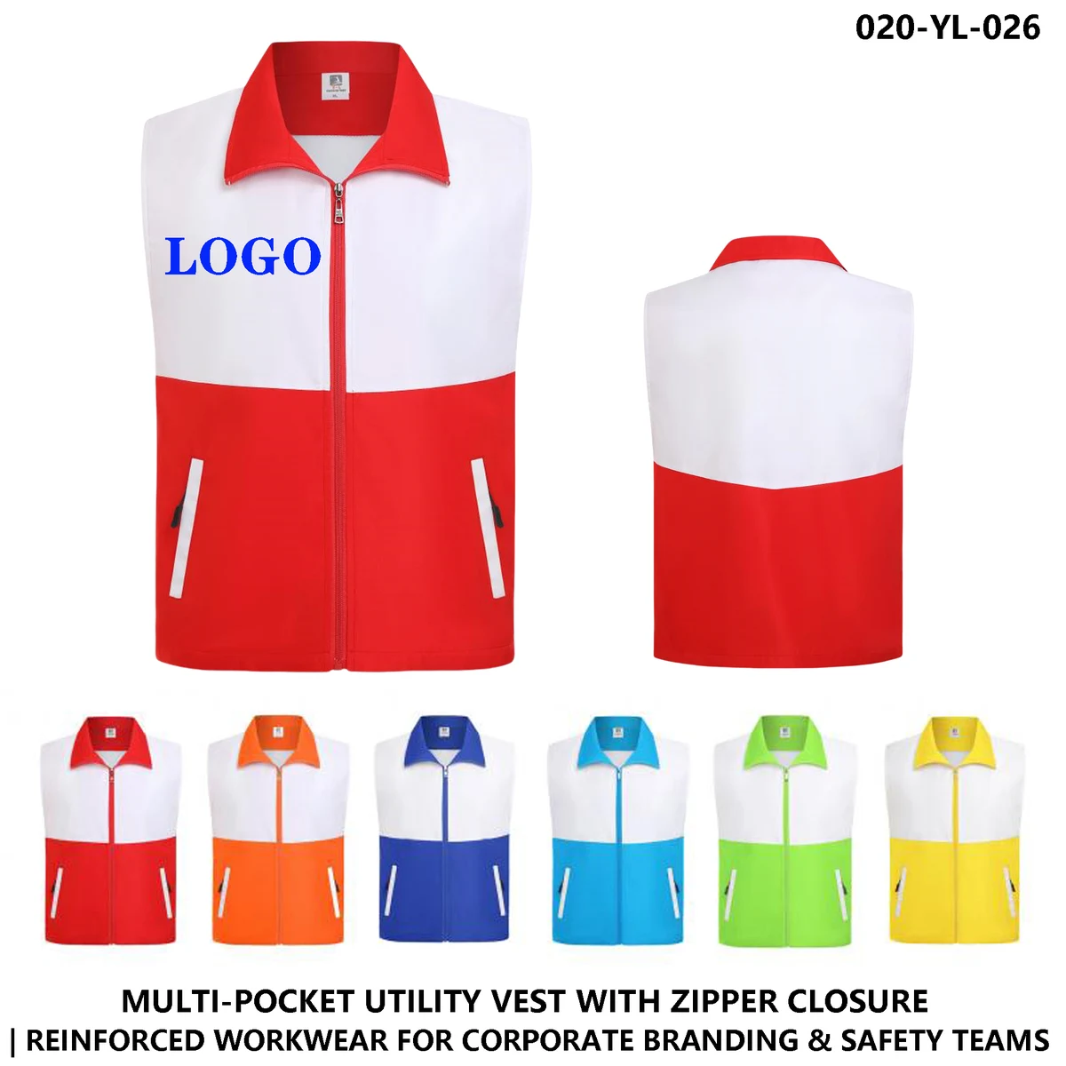 Custom Logo Double Layer Vest ?C Color Block & Zipper Design 1