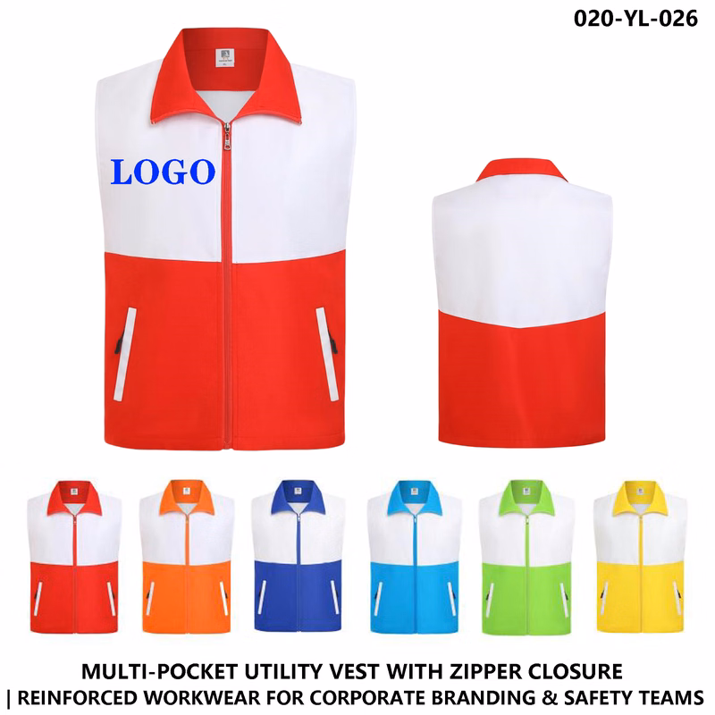Custom Logo Double Layer Vest ?C Color Block & Zipper Design