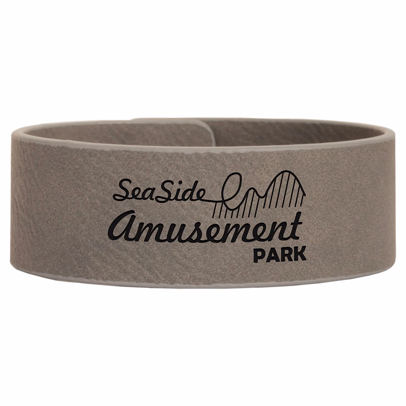 9 1/2" x 1" Gray Leatherette Cuff Bracelet