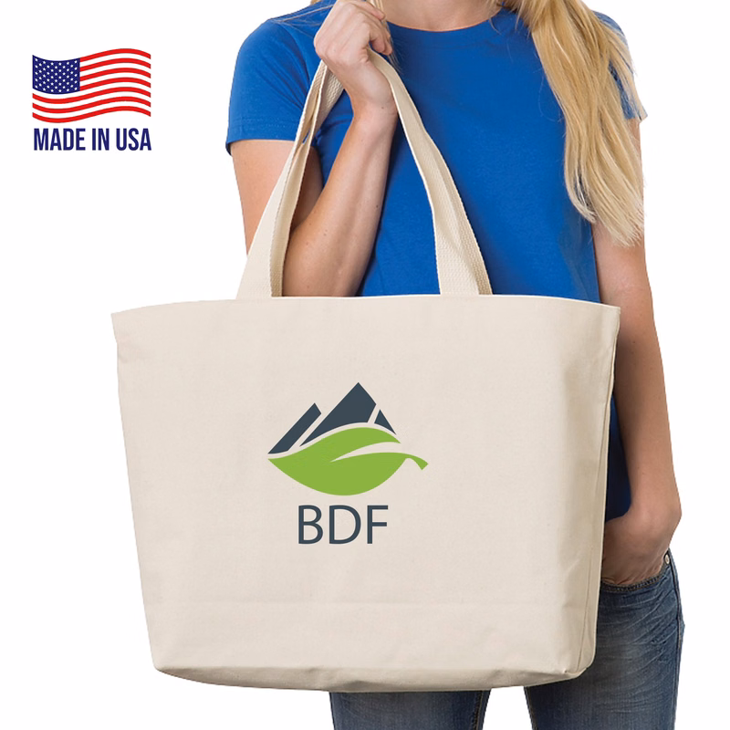 USA-Made Cotton Canvas Jumbo Tote Bag w/ Bottom Gusset (20" x 14" x 4")