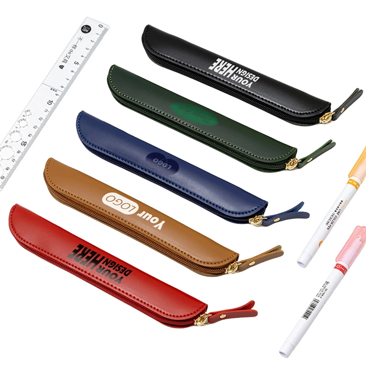 Leather Solid-Color Pencil Case 1