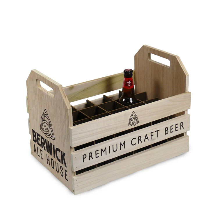 Wood Display Crate with Removable 24-Pocket Dividers 1