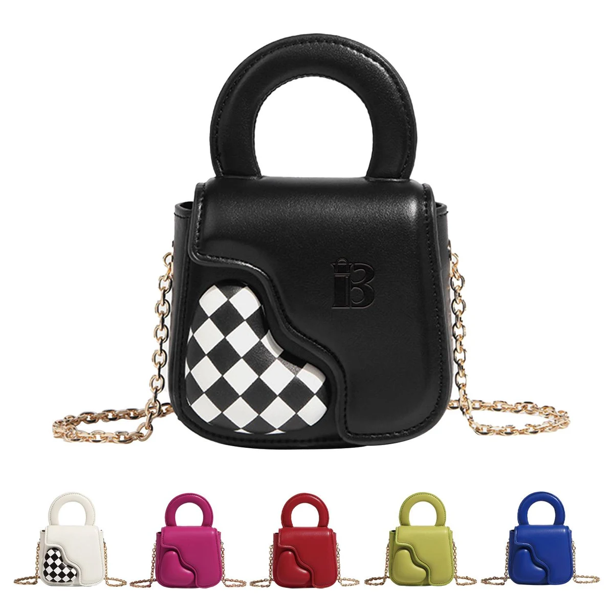 PU Leather Chain Love Shaped Crossbody Bag 1
