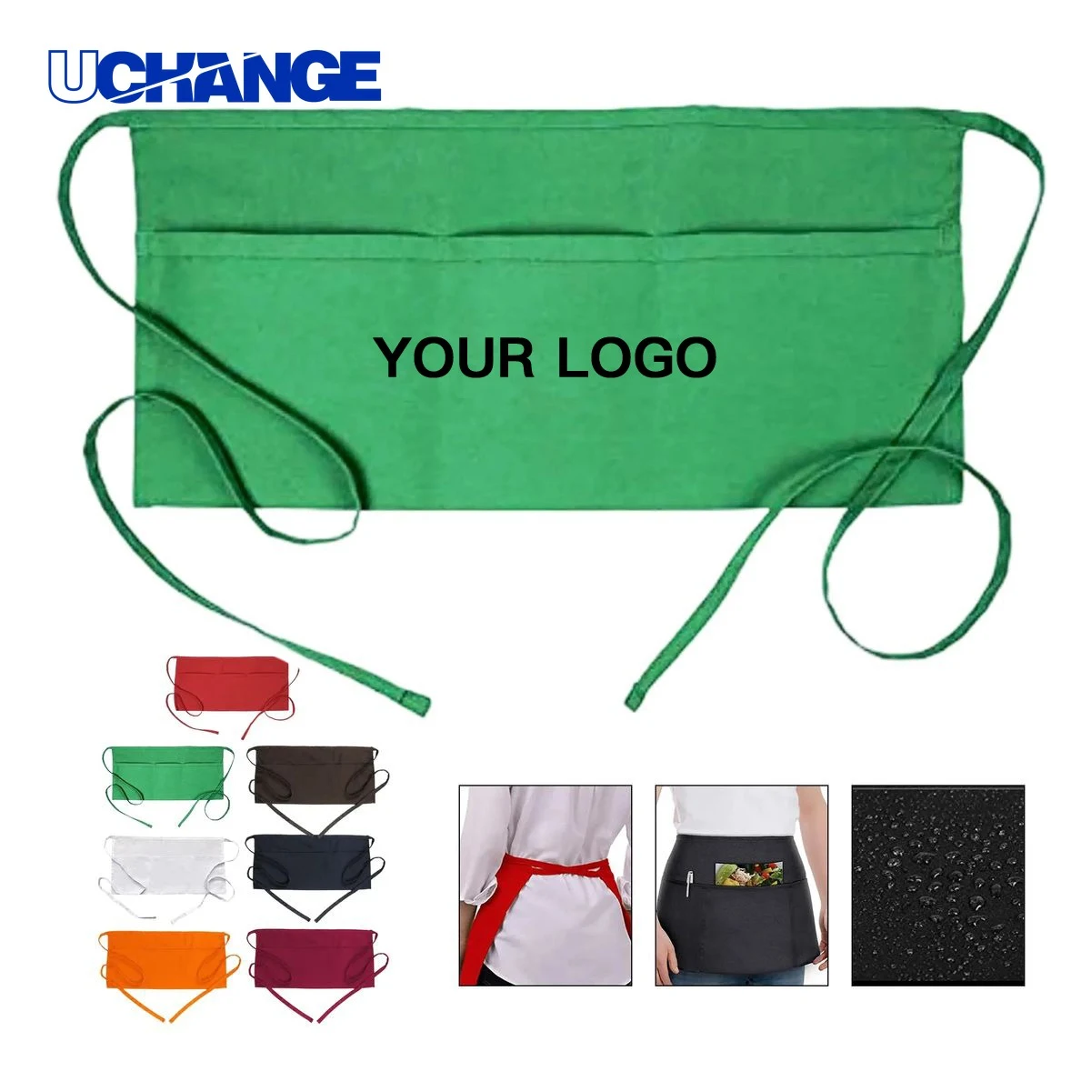 Waterproof Waiter Apron with Storage Pouches for Service Staff 1