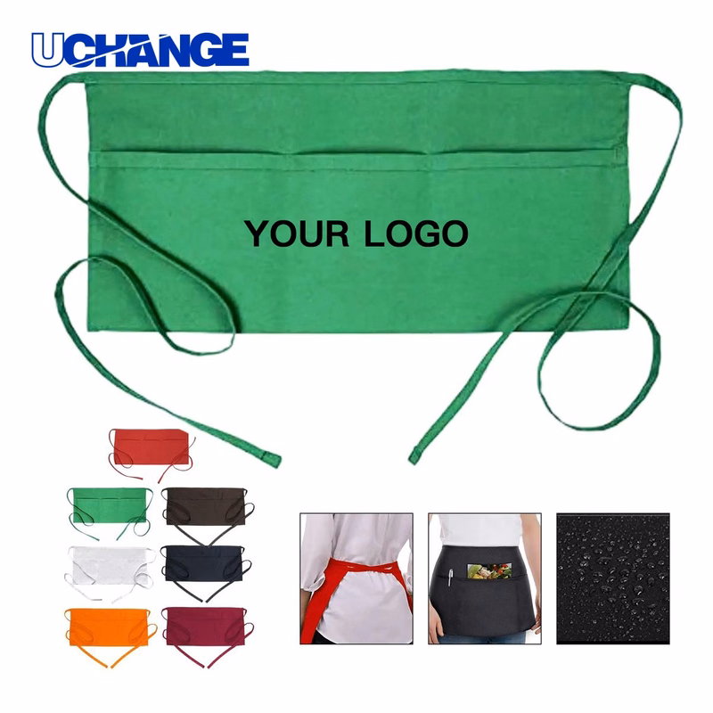 Waterproof Waiter Apron with Storage Pouches for Service Staff