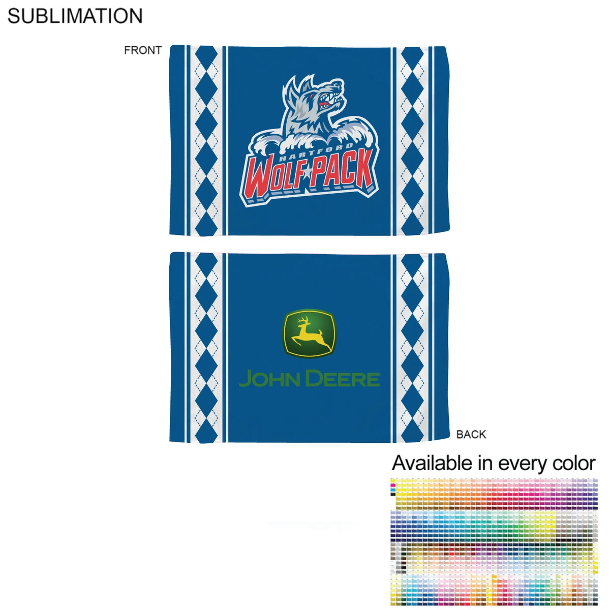 Colored Sublimated Rally, Skate Towels with Jersey stripes, 12x18, Sublimated Edge to Edge 2 sides 1