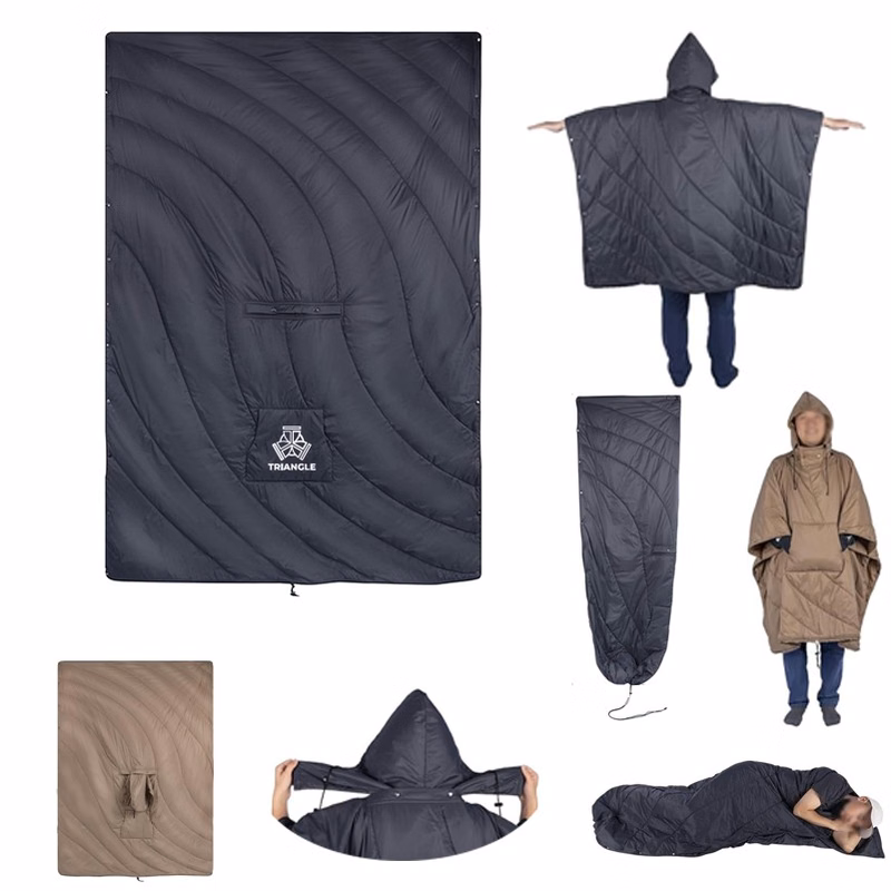 Outdoor Multipurpose Wearable Down Shawl Hooded Blanket