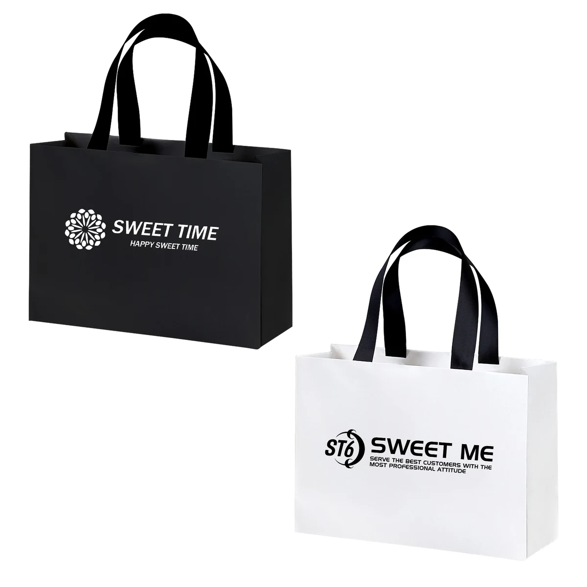 White Paper Bag With Black Handle 1