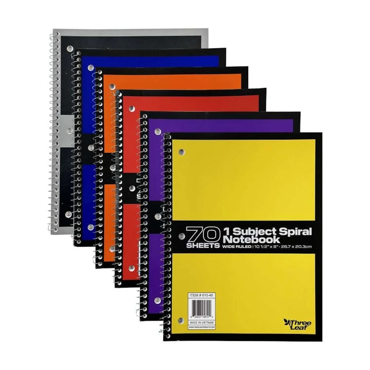 Spiral Notebooks - 70 Sheets Wide Ruled Assorted 1