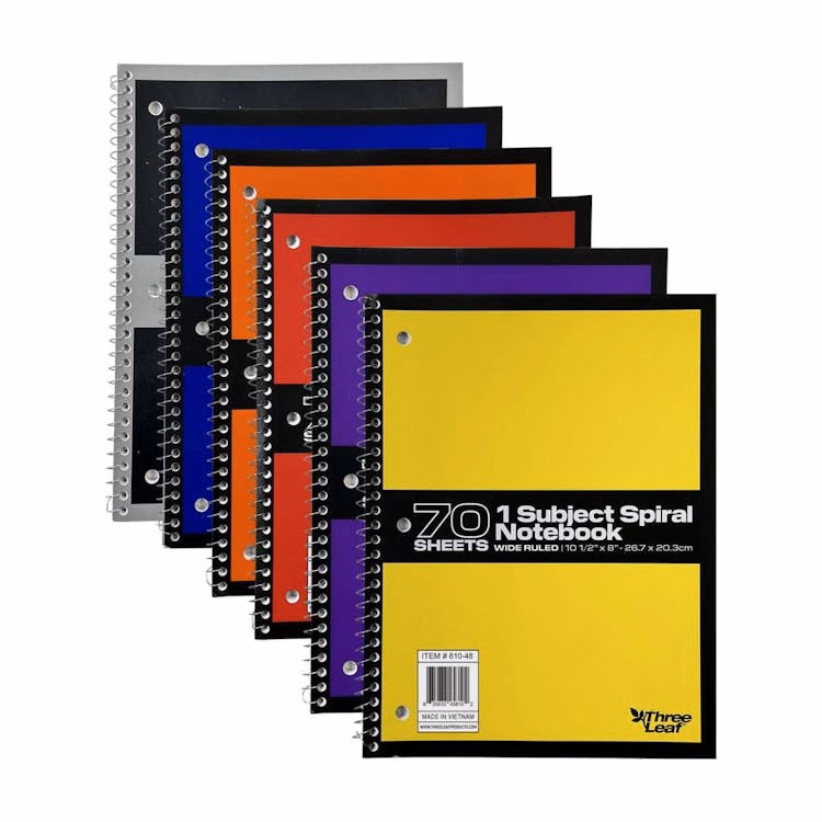 Spiral Notebooks - 70 Sheets Wide Ruled Assorted