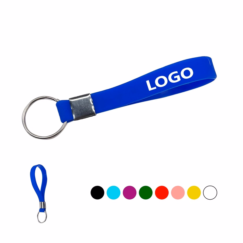 8" Silicone Bracelet Wristband Keychain Key Tag MOQ100