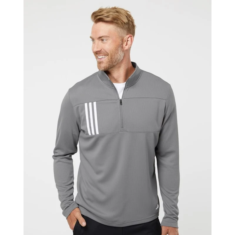 Adidas Men's 3-Stripes Double-Knit Quarter-Zip Pullover - A482 1