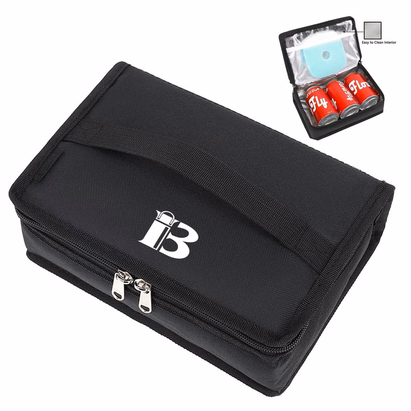 3 Can Compact Oxford Insulated Lunch Cooler Bag w/ Zipper