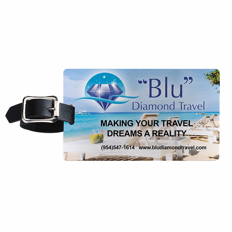 "Kingcobra" Brushed Aluminum Kwik Seal® Backing Luggage Bag Tag (PhotoImage Full Color)