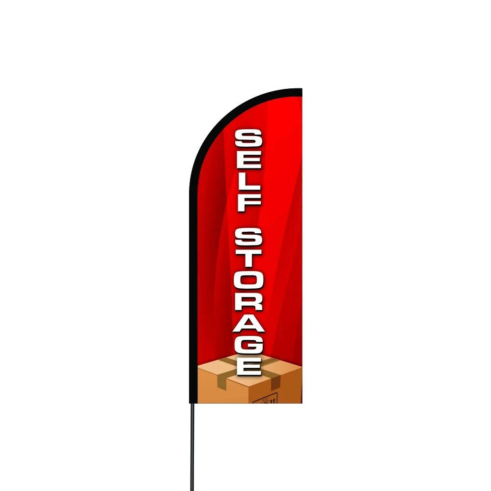 Self Storage 2 Flag Kit Hardware 11' Feet Feather Flag Sign Outdoor Banner 1