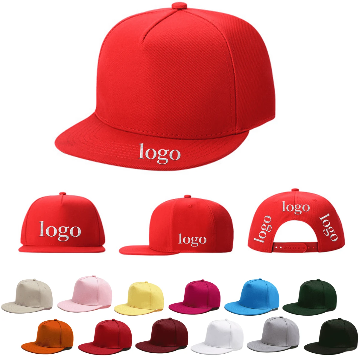 Flat Brim Sun Hat Classic Baseball Snapback Hat 1