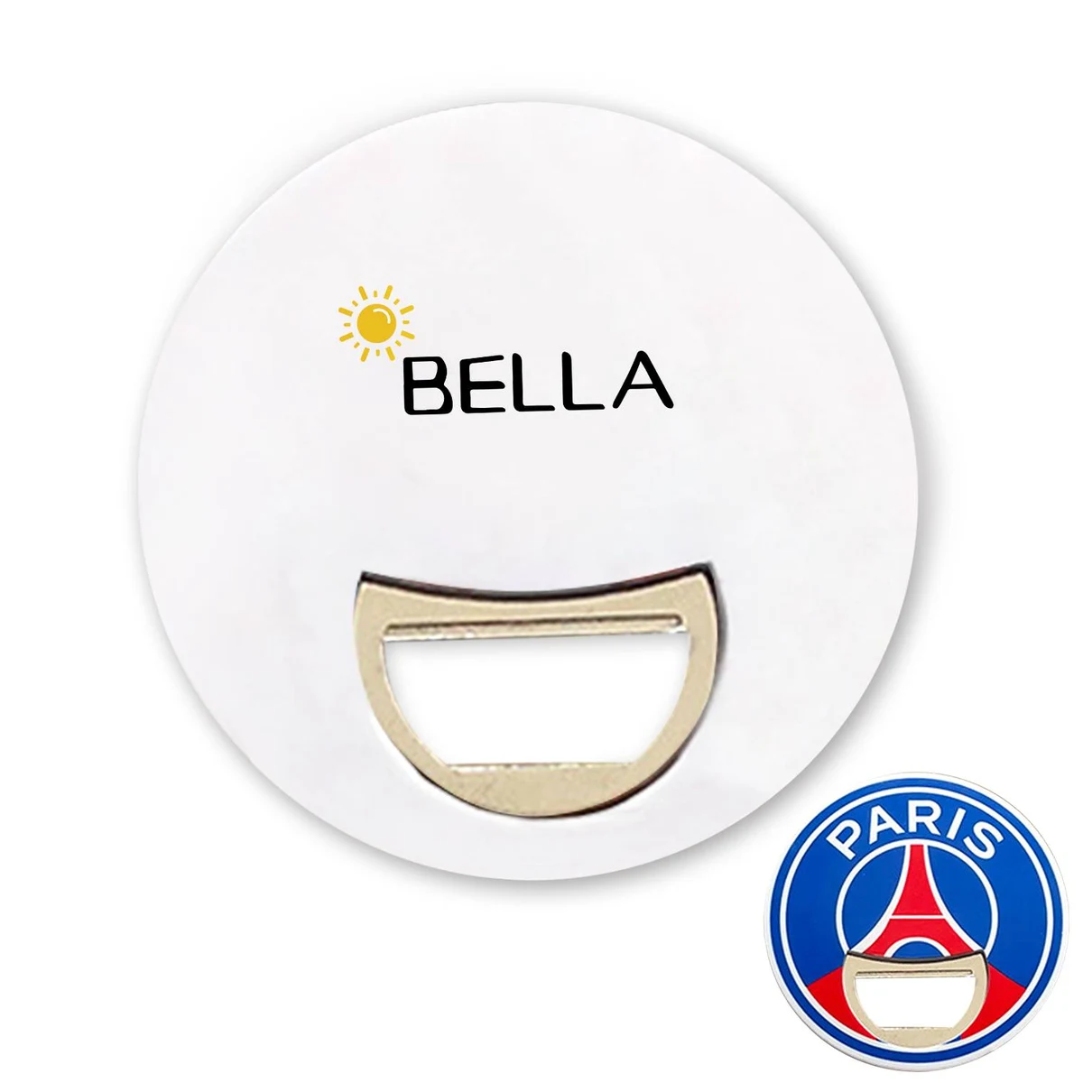 Plastic round full colour bottle opener 1