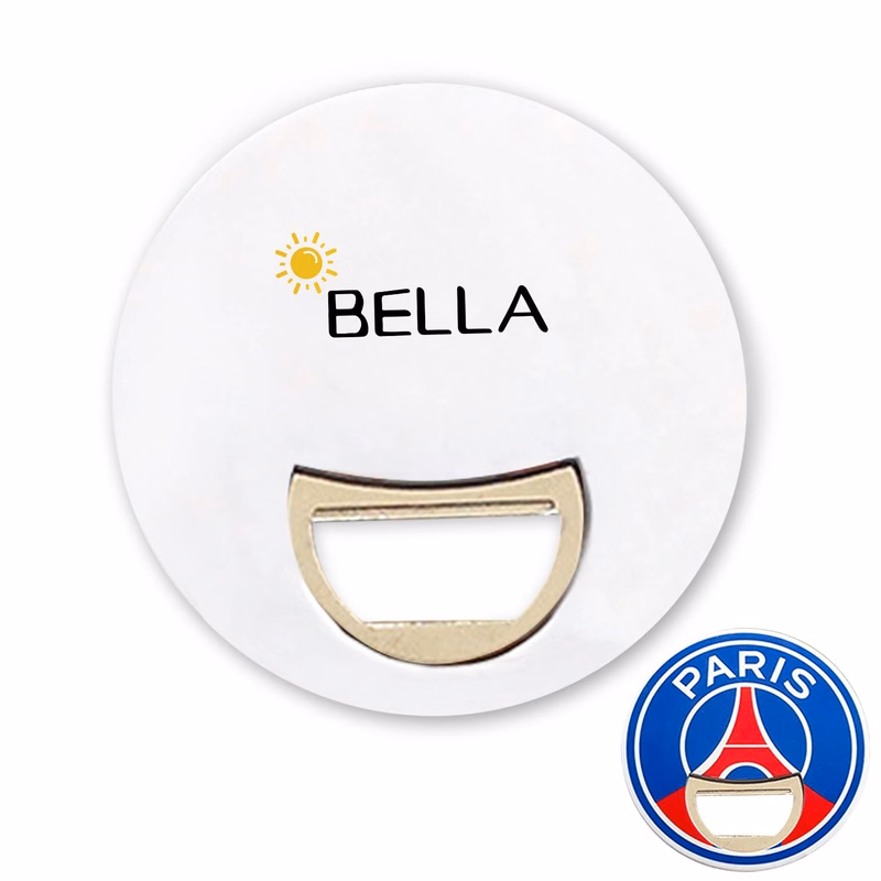 Plastic round full colour bottle opener