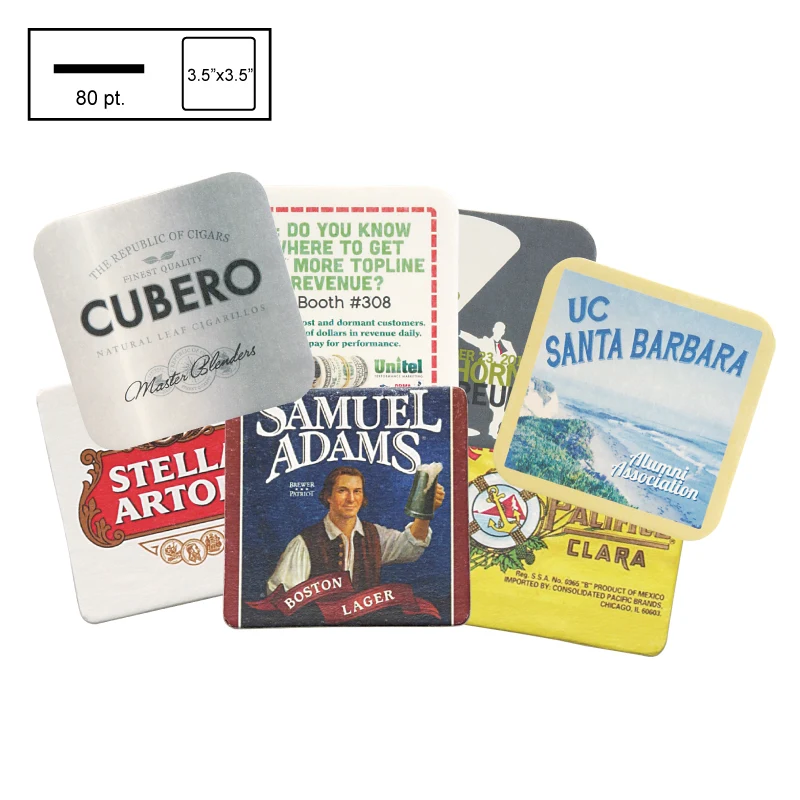 3.5" Square Heavy Weight Pulpboard Coaster 1