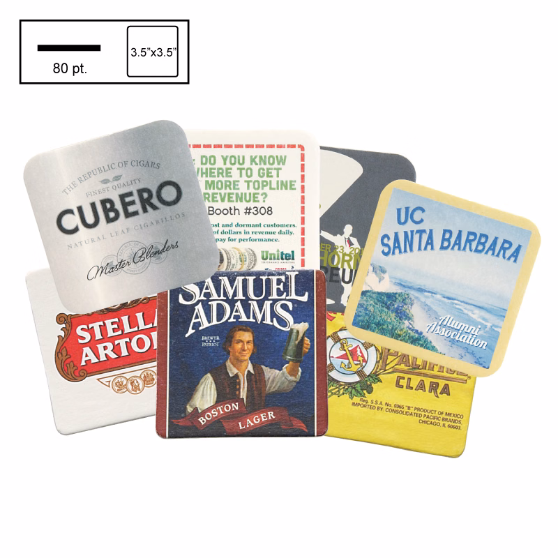 3.5" Square Heavy Weight Pulpboard Coaster