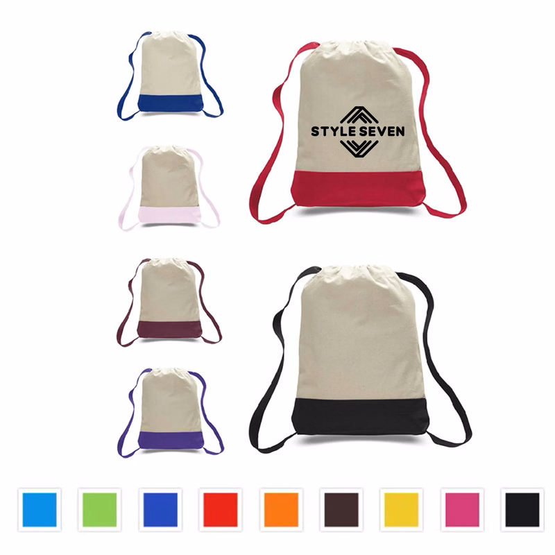 Waterproof Sports Cotton Canvas Drawstring Backpack