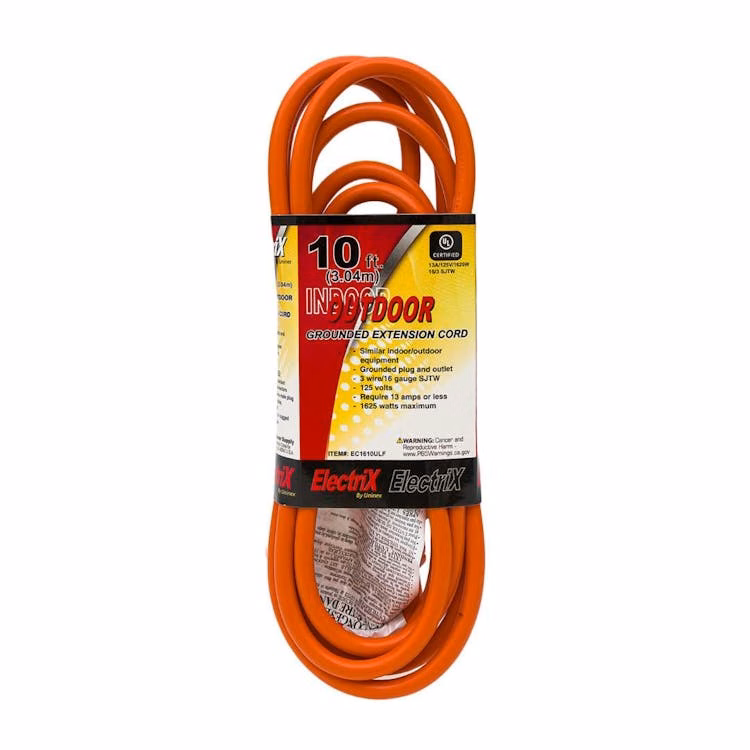 Indoor and Outdoor Extension Cord Orange - 10'