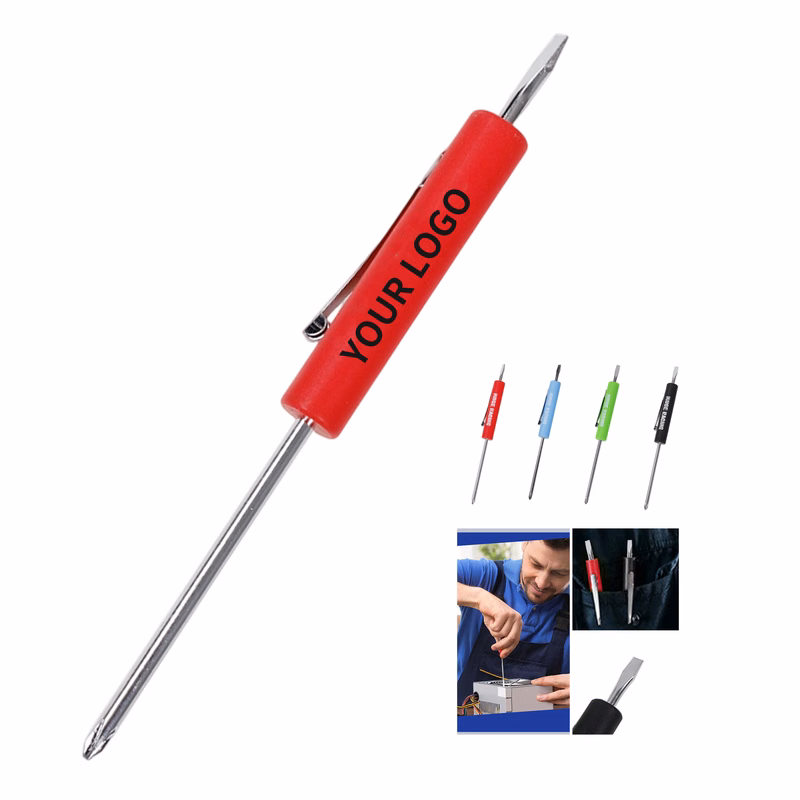 Reversible Pocket Screwdriver Flat Tip And Phillips Tip 5.2" By 0.5"