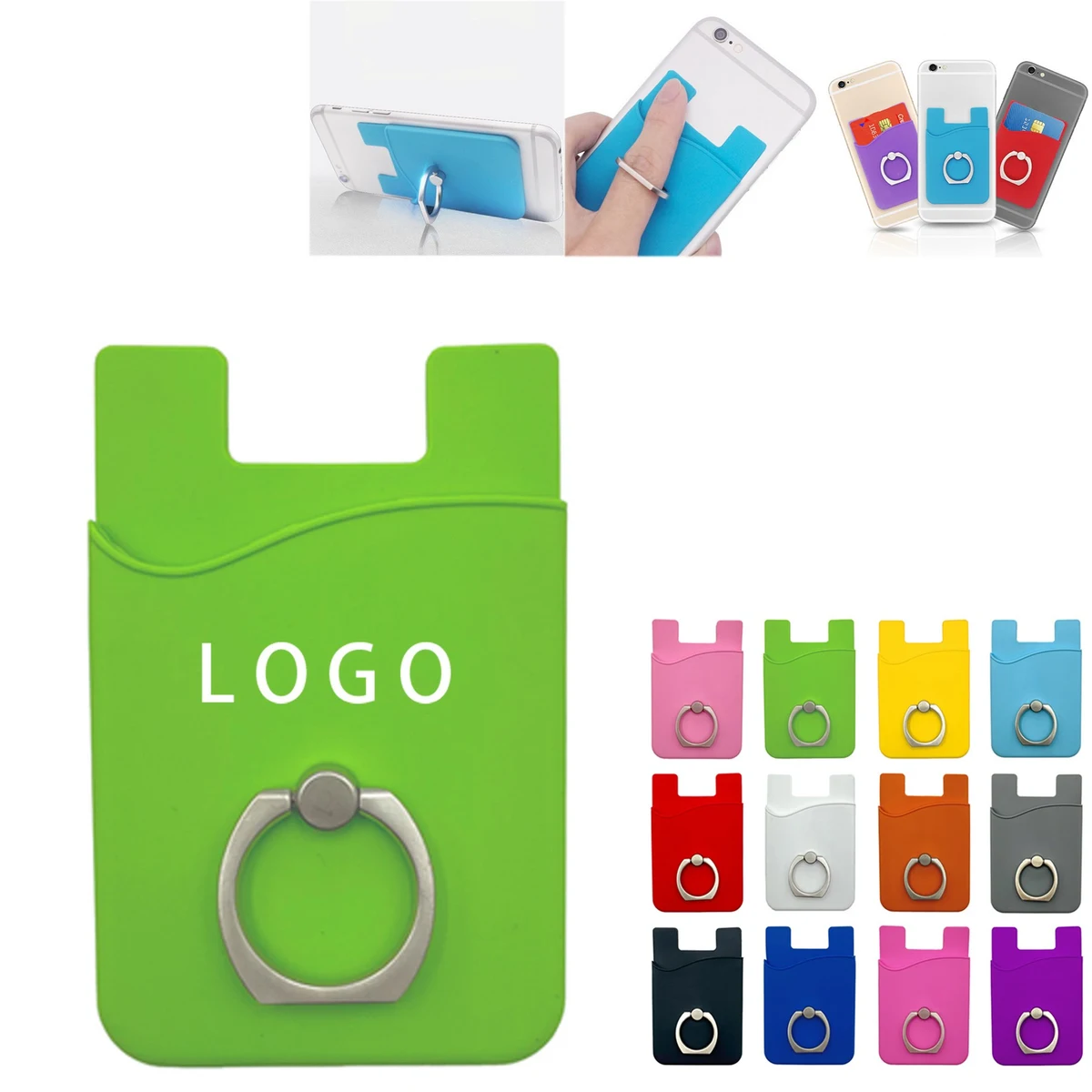 Silicone Adhesive Card Holder For Back Of Phone 1