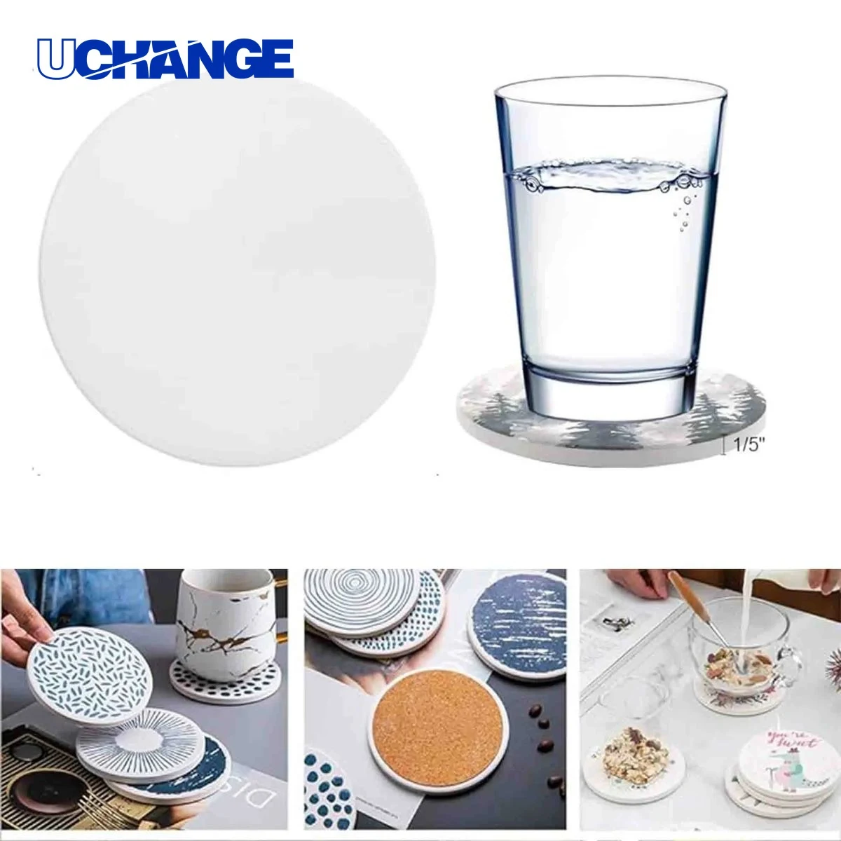 Round Ceramic Coaster Mat (4") 1