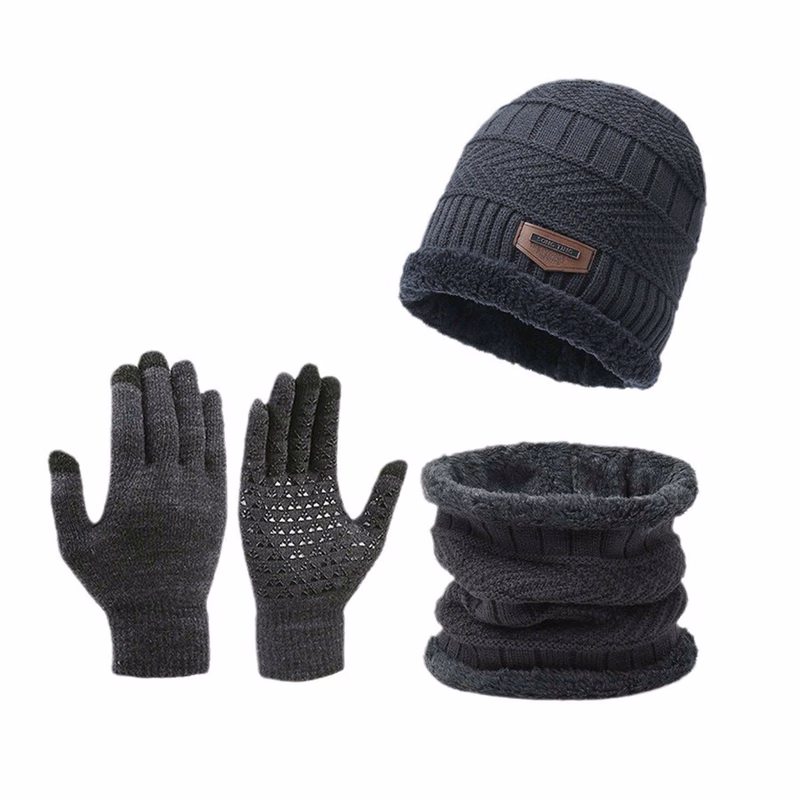 Winter Knit Hat, Scarf, and Gloves Set