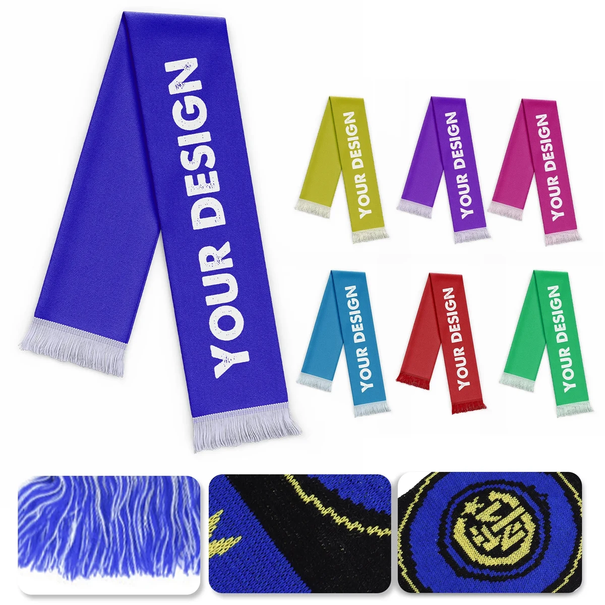 57.1 x 6.5 Double-Sided Knitted Soccer Scarf With Fringe 1
