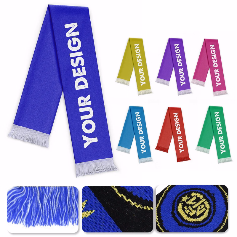 57.1 x 6.5 Double-Sided  Knitted Soccer Scarf With Fringe
