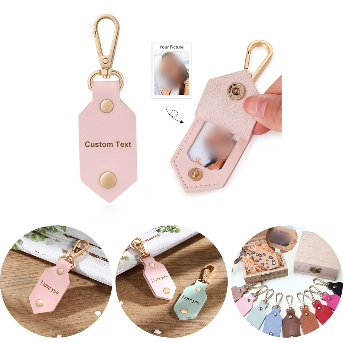 Leather Photo Custom Keychain Present 1