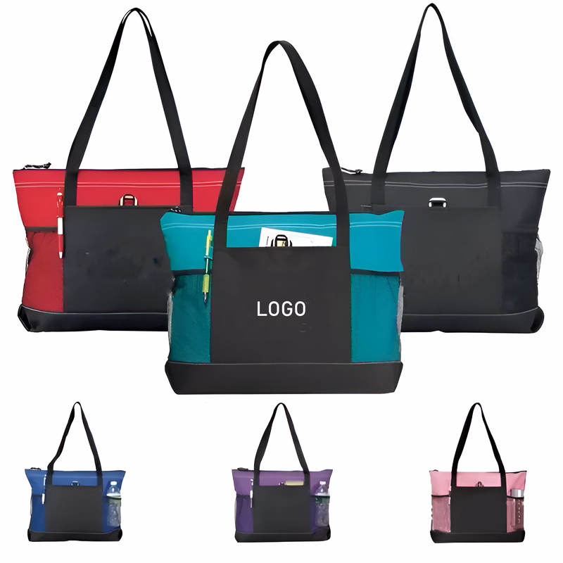 Large Capacity 600D Oxford Tote Bag With Mesh Pocket