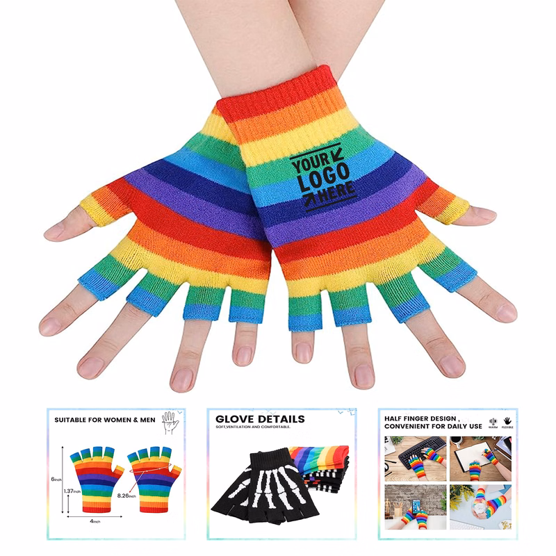 Women Men Knitted Stretchy Skull Gloves