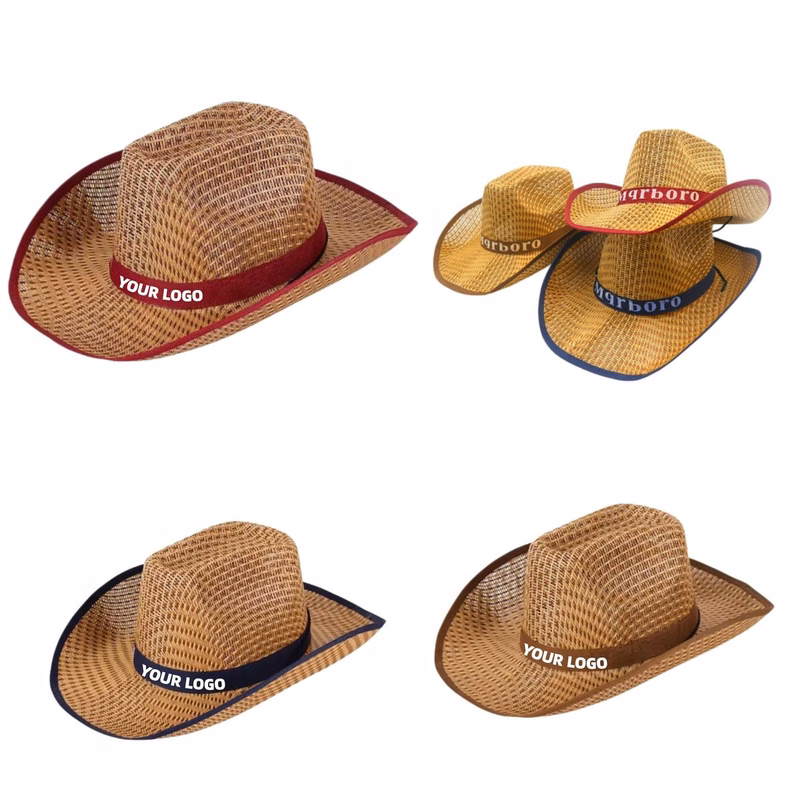 MOQ 10pcs Wide Brim Straw Cowboy Hat