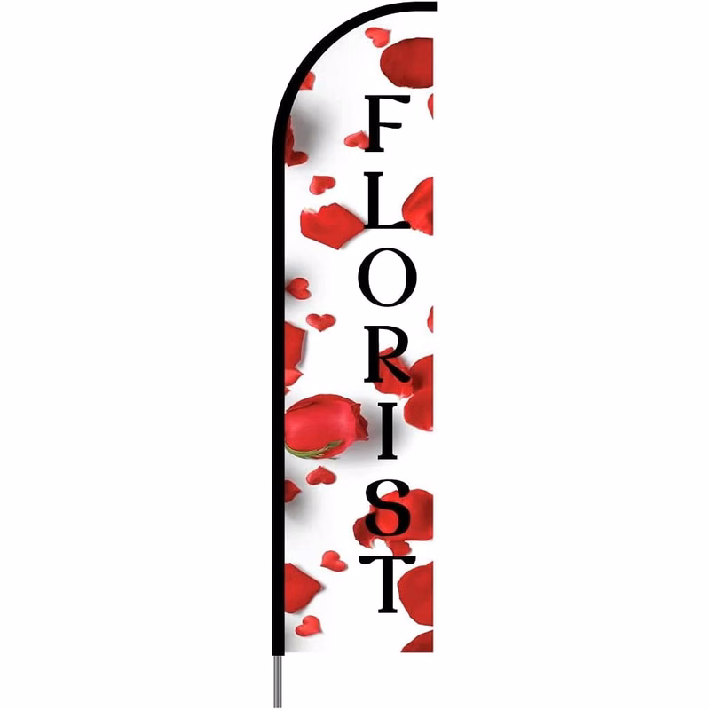 Florist Sign Banner Swooper Feather Flag Pole Kit Outdoor Business Advertising Display, 15ft