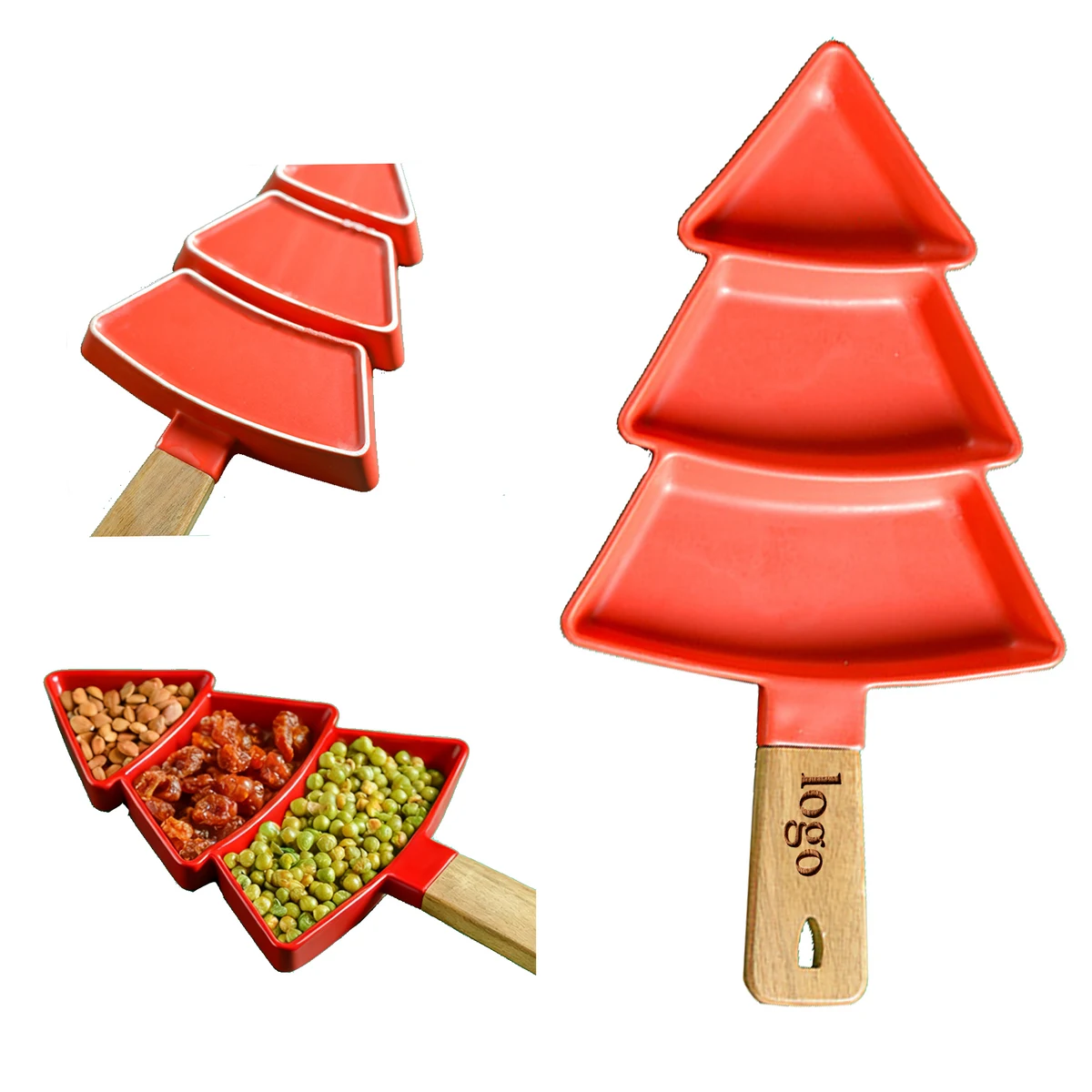 MOQ 20 Holiday Serving Tray with Wooden Handle 1