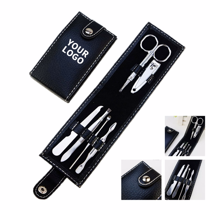 Stainless Steel Manicure Kit Six Piece With Folding Pouch 4.33" Length X 2.36" Width X 0.8 I